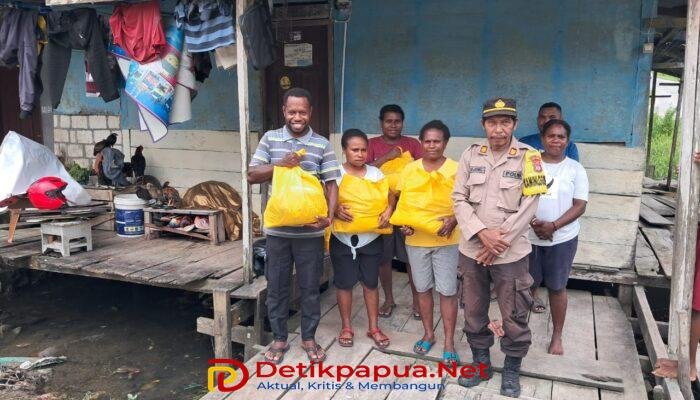 Kapolres Sorong Selatan Salurkan Bantuan Sembako untuk Korban Banjir di Kampung Keyen Distrik Teminabuan