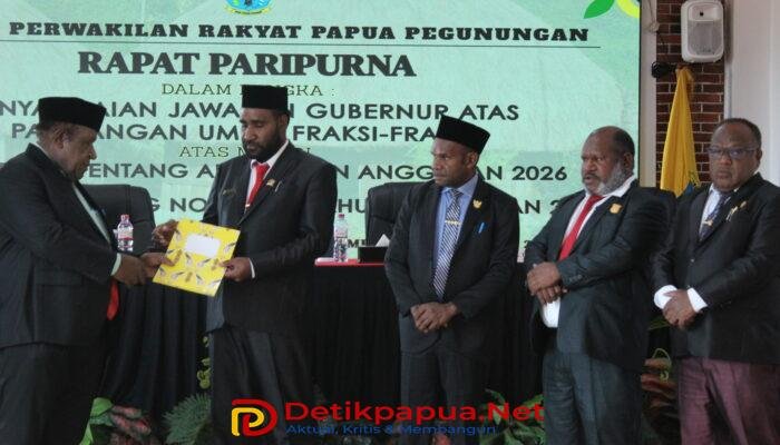 PJ Sekda Sampaikan Jawaban Gubernur dalam Sidang Paripurna DPRP Papua Pegunungan