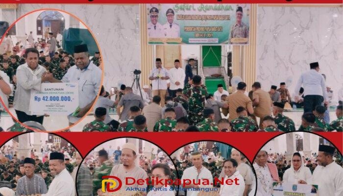 Pemprov PBD Buka Puasa Bersama dan Bagikan Bantuan di Masjid Al Hasyim Nurul Kajase Teminabuan
