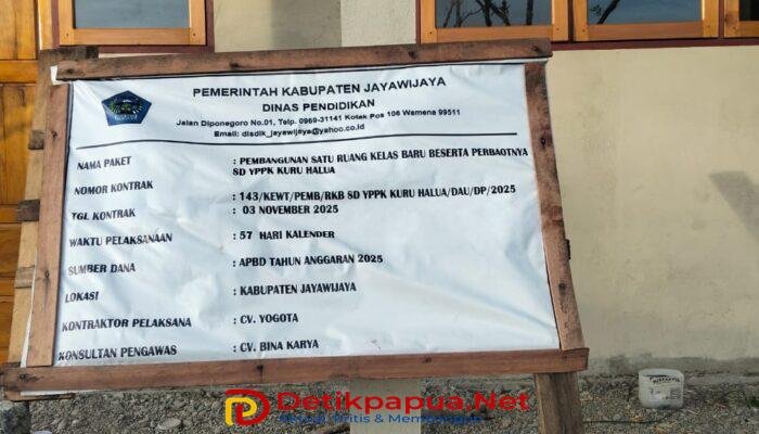 Proyek Kelas Baru SD YPPK Kuru Halua Mangkrak, 57 Hari Terlewati, Siapa Bertanggung Jawab?