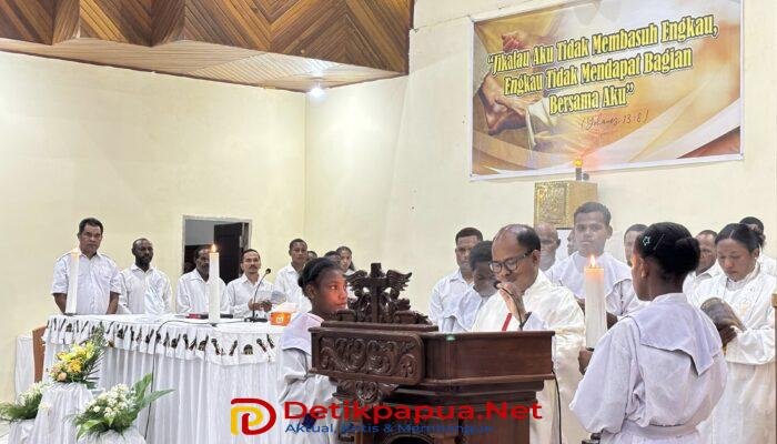 Kamis Putih di Stasi Santo Yosef Freinademtz Malasilen: Pastor Ajak Umat Hidupi Kerendahan Hati dan Pelayanan Kristus