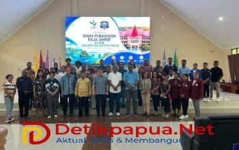 Ket: Kegiatan Sosialisasi dan Focus Group Discussion (FGD) Penyusunan Standar Akademik, Persyaratan Administrasi, Mekanisme Seleksi, Monitoring, Evaluasi, dan Sanksi bagi Penerima Beasiswa Pemerintah Kabupaten Raja Ampat Tahun 2026 yang digelar di Kampus Universitas Kristen Papua (UKIP) Sorong, Sabtu (8/8/2026)/Foto: Bagian Prokopim Raja Ampat